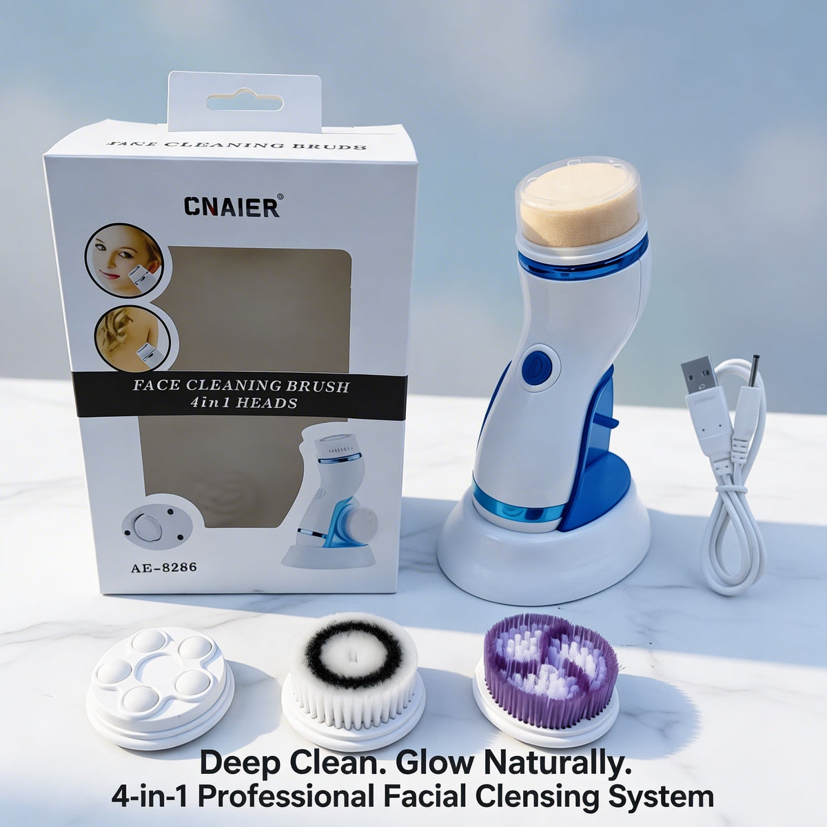 4 In 1 Electric Facial Cleansing Brush & Massager