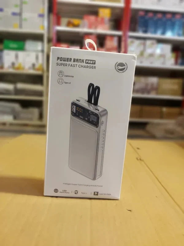 66W Fast Charging Power Bank with Built-in Cables & Display