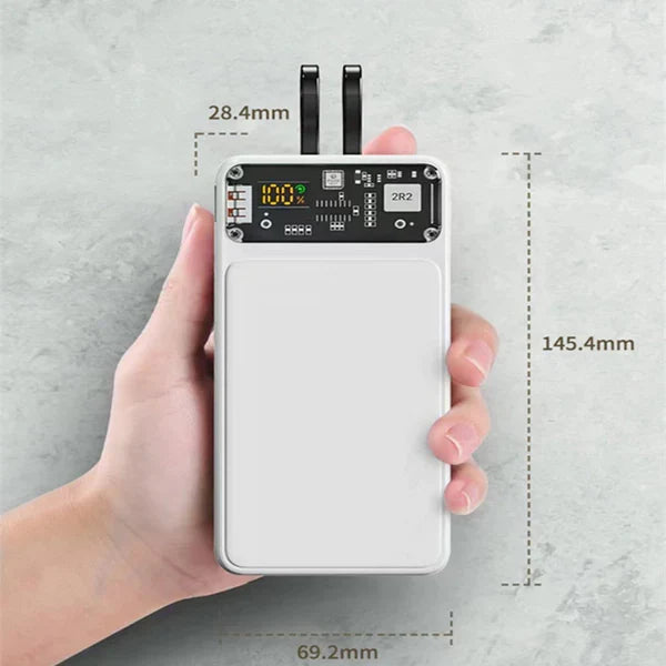 66W Fast Charging Power Bank with Built-in Cables & Display